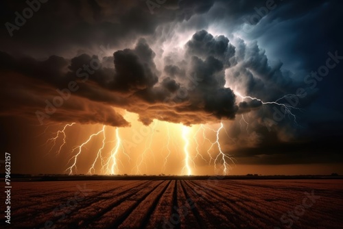 Nature background thunderstorm lightning outdoors. photo