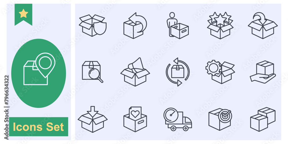 Box Delivery, Delivery package icon set symbol collection, logo isolated vector illustration