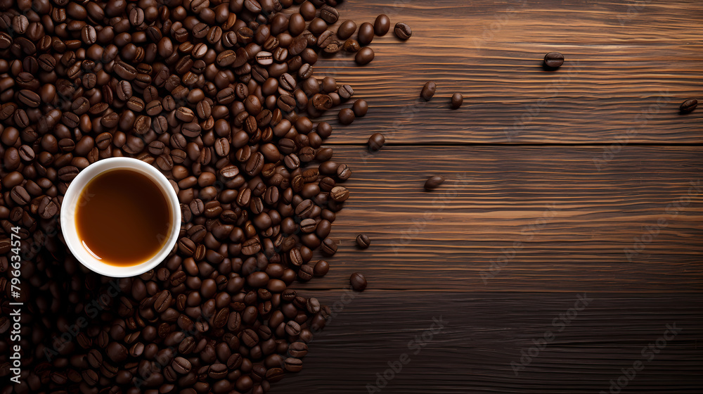 Flat lay of coffee beans Flat lay of coffee beans