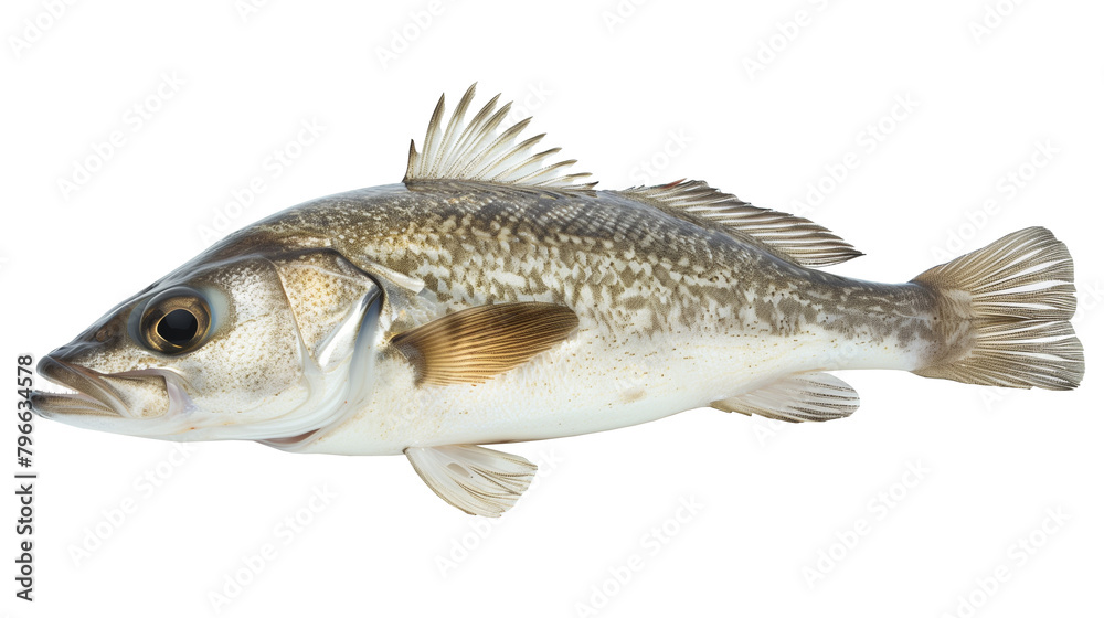Pollock fish isolated on white background