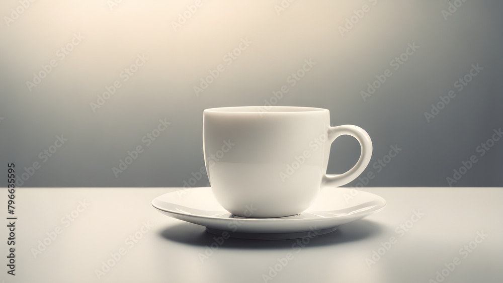 long shot of a Cup in front of light unicolor background, with free space long shot of a Cup in front of light unicolor background, with free space