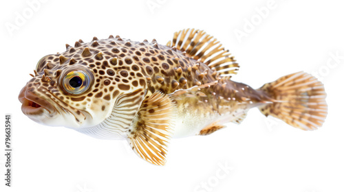 Natural puffer fish isolated on white background