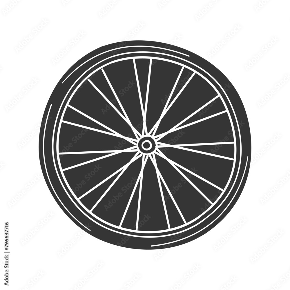 Bike Wheel Icon Silhouette Illustration. MTB Vector Graphic Pictogram Symbol Clip Art. Doodle Sketch Black Sign.