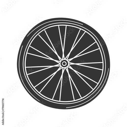 Bike Wheel Icon Silhouette Illustration. MTB Vector Graphic Pictogram Symbol Clip Art. Doodle Sketch Black Sign.