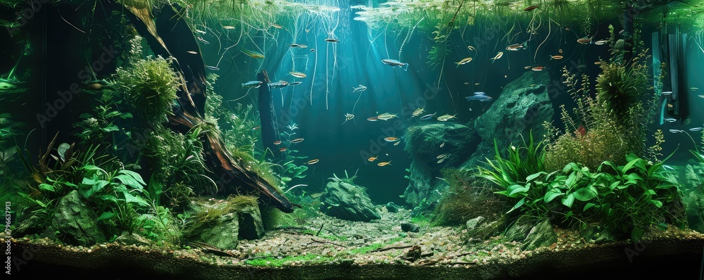Freshwater Planted Aquarium, Aquascaping, Underwater Landscape Nature Forest Style, Aquarium Tank