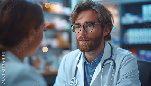 An animated 3D model of a pharmacist consulting with a patient over telehealth photo