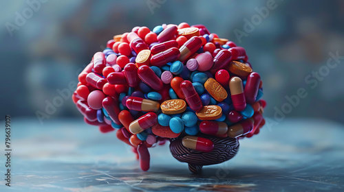 An interactive 3D model of a brain being treated with psychiatric medications photo