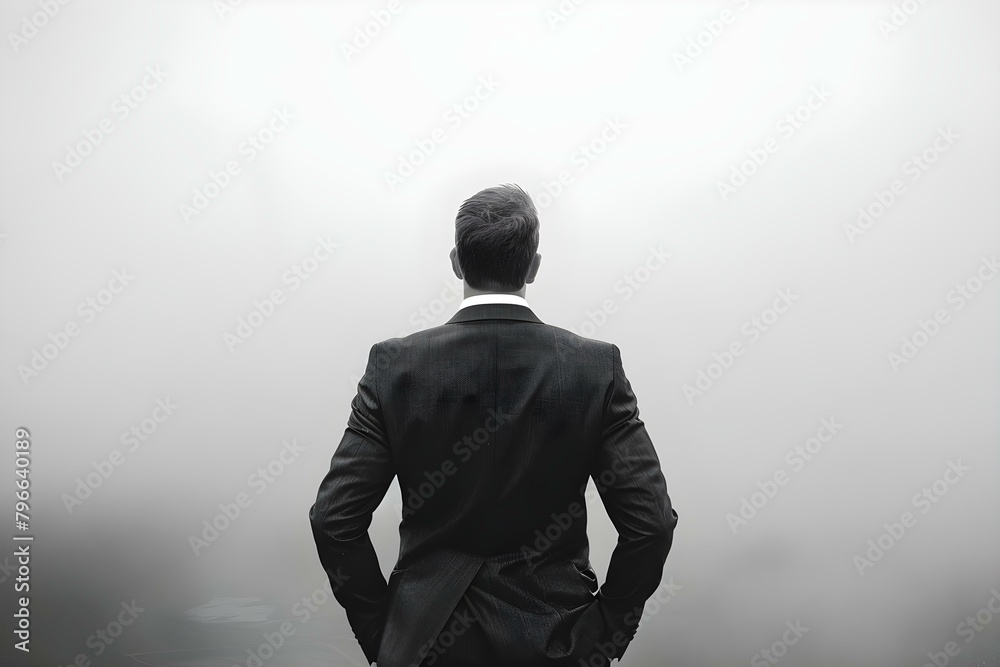 Man in a suit standing against a foggy sky with hands in pockets: A monochrome image. Concept Monochrome Photography, Businessman, Foggy Sky, Hands in Pockets, Mature Man Man in a suit standing against a foggy sky with hands in pockets: A monochrome image. Concept Monochrome Photography, Businessman, Foggy Sky, Hands in Pockets, Mature Man