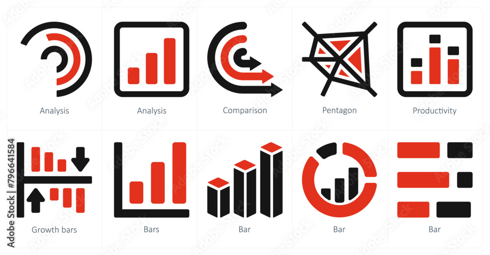 A set of 10 Diagrams and Reports icons as analysis, comparison, pentagon A set of 10 Diagrams and Reports icons as analysis, comparison, pentagon