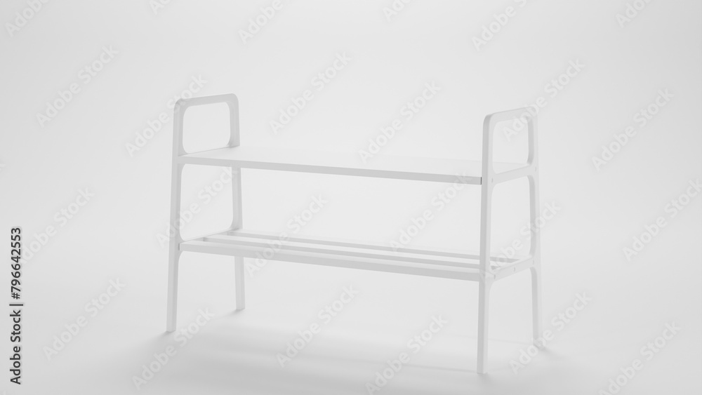 Mid-century modern bench shoe storage premium photo 3d render Mid-century modern bench shoe storage premium photo 3d render