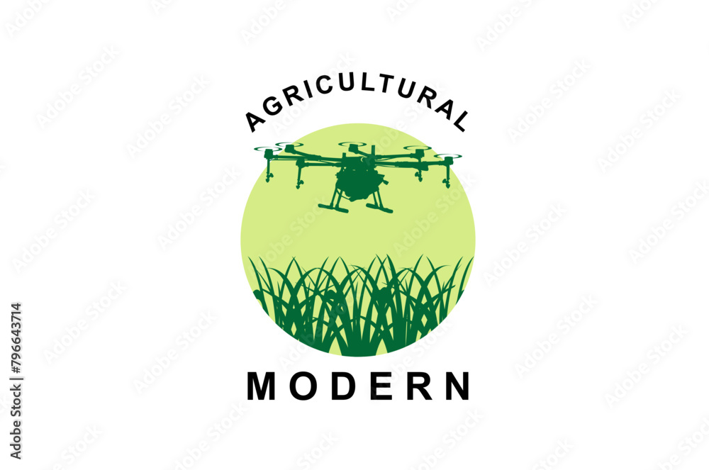 Fototapeta premium Farming with modern equipment, logo design illustration