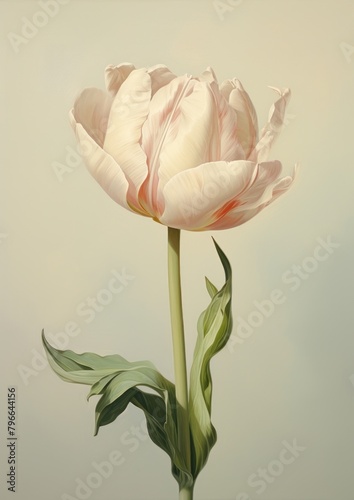 Clsoe up on pale tulip flower plant rose #796644156