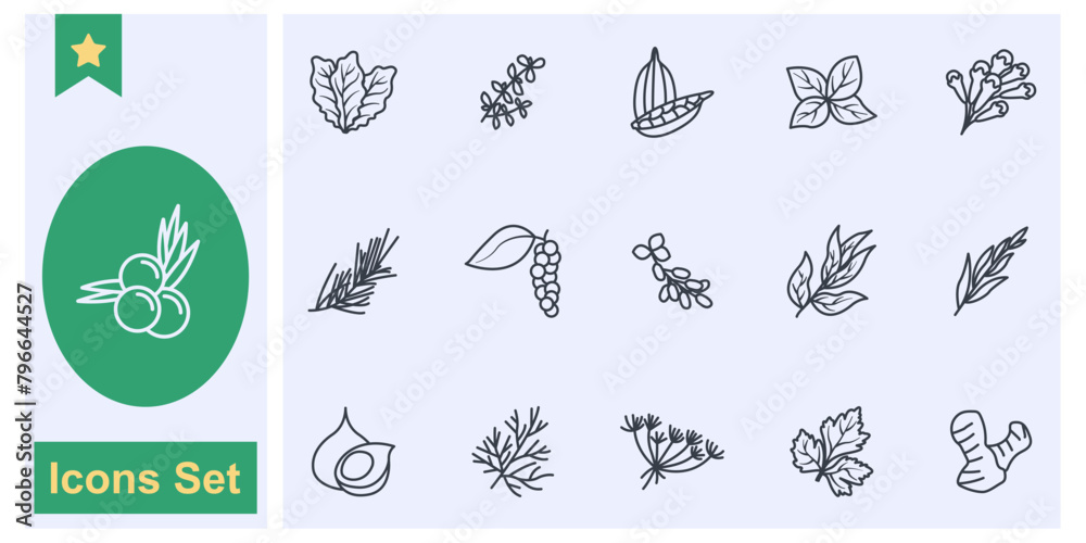 condiments and herbs icon set symbol collection, logo isolated vector illustration condiments and herbs icon set symbol collection, logo isolated vector illustration