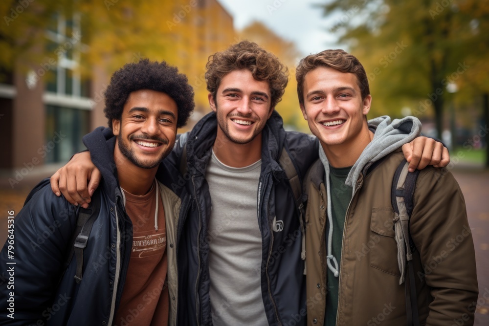 Three men friends standing together Three men friends standing together