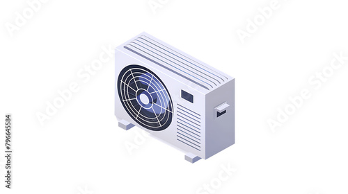 A simple isometric icon of an air conditioner, white background