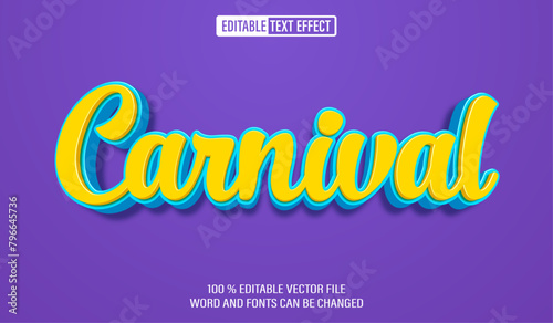 Editable 3d text style effect - Carnival text effect Template 