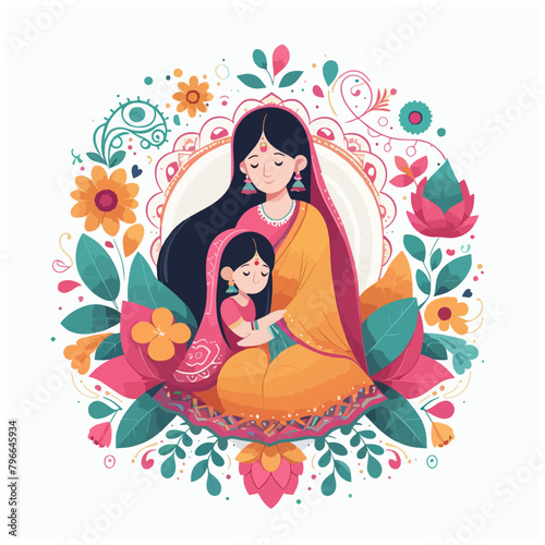 Indian mothers day vector illustration 