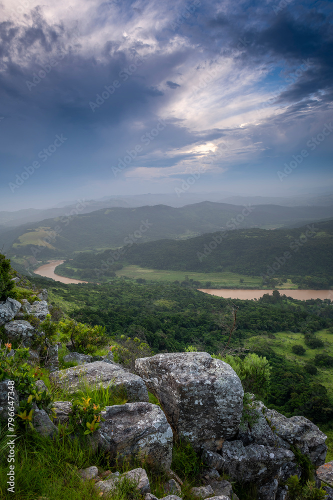 Port St Johns, umzimvubu river view from mount thesiger in the Transkei or Wild Coast region of South Africa 
