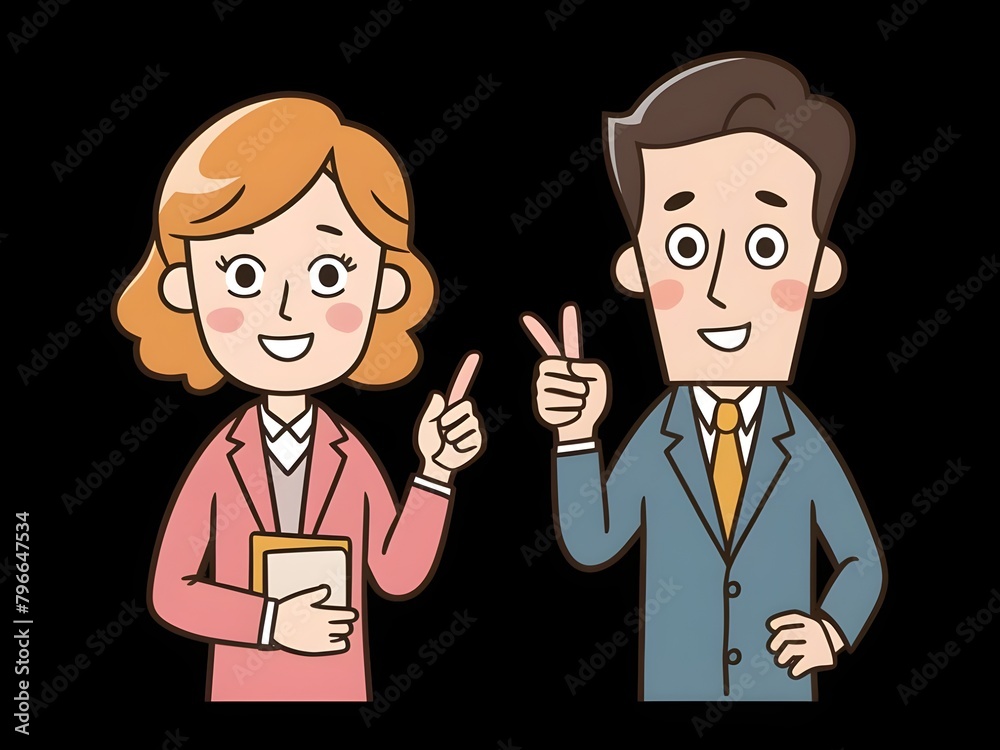 Illustration of a couple victory sign Illustration of a couple victory sign