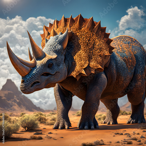 Triceratops living in the forest  ai-generatet
