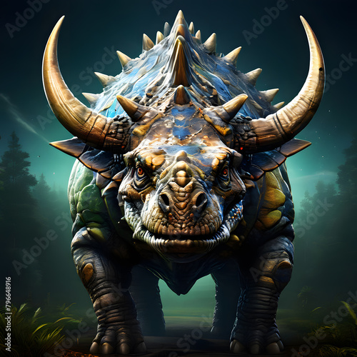 Triceratops living in the forest  ai-generatet