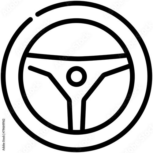 steering wheel line icon
