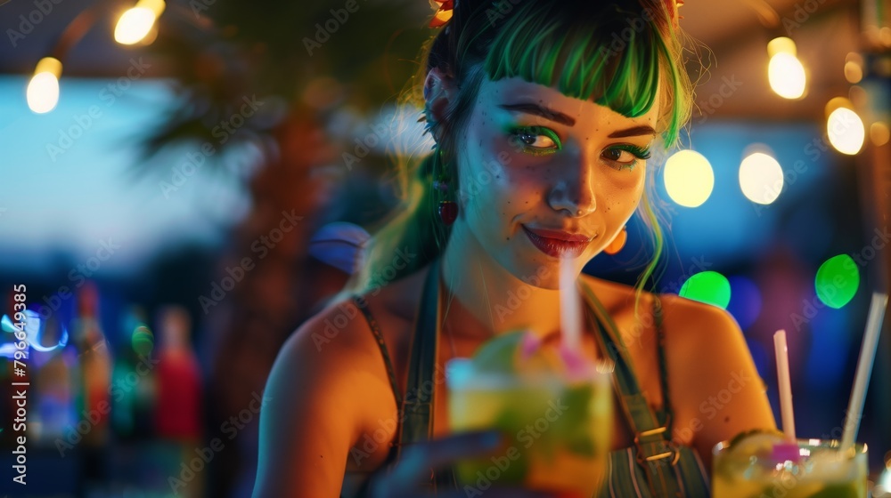 Kreativität im Glas: Barkeeperin bei der Gartenparty
