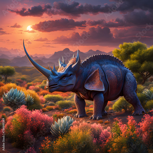 Triceratops living in the forest, ai-generatet