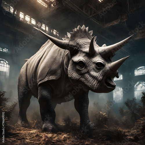 Triceratops living in the forest, ai-generatet © Dr. N. Lange