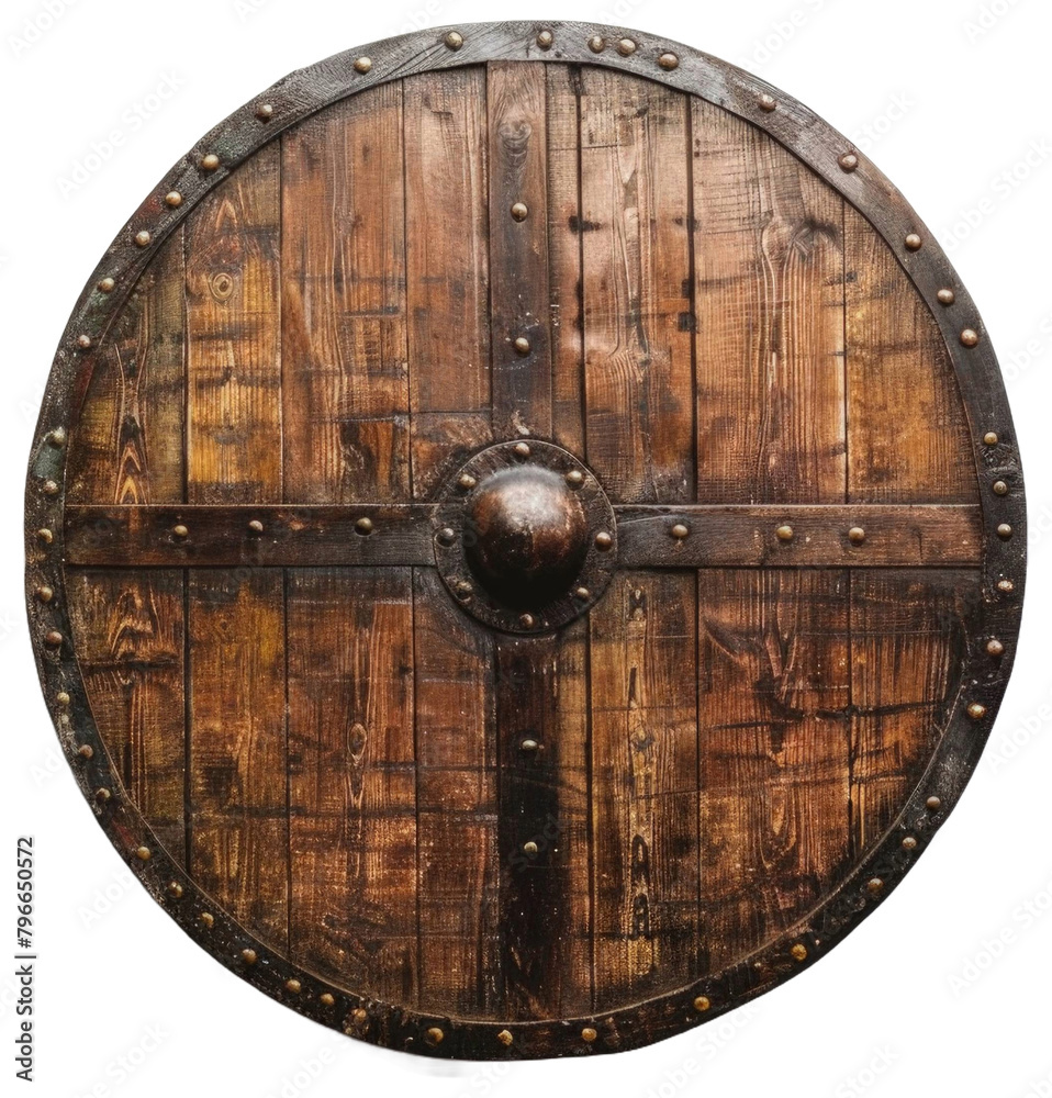 Wooden Viking shield on transparent PNG background. Wooden Viking shield on transparent PNG background.