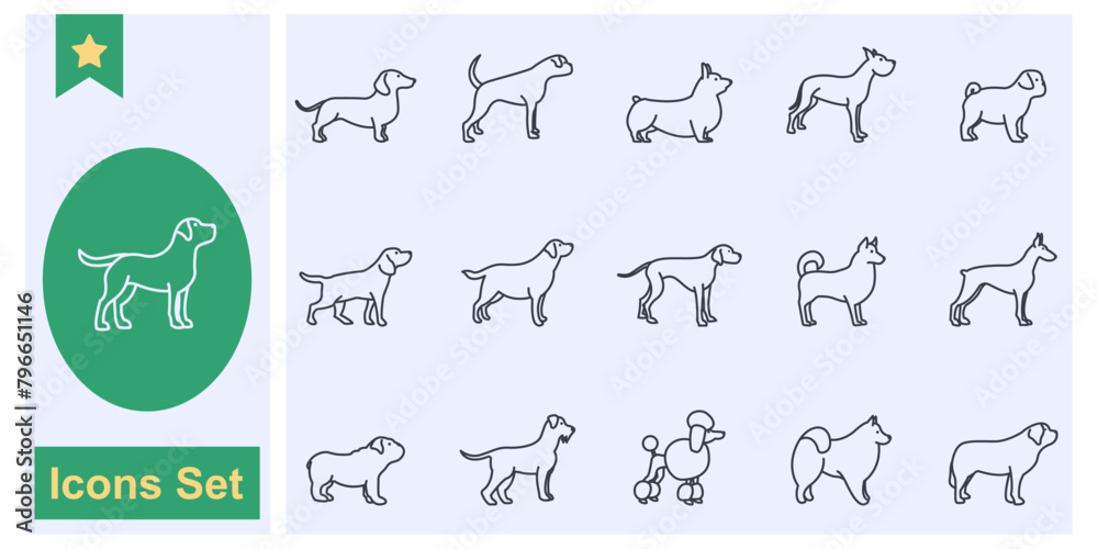 dogs icon set symbol collection, logo isolated vector illustration