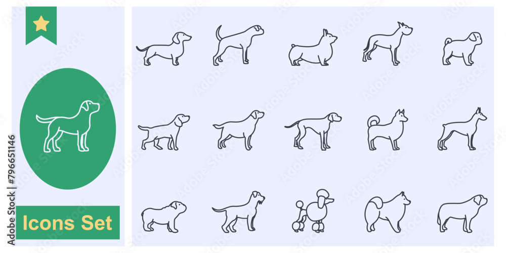 dogs icon set symbol collection, logo isolated vector illustration dogs icon set symbol collection, logo isolated vector illustration