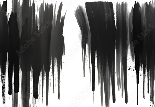 Charcoal paint stroke on a solid white background, generative AI