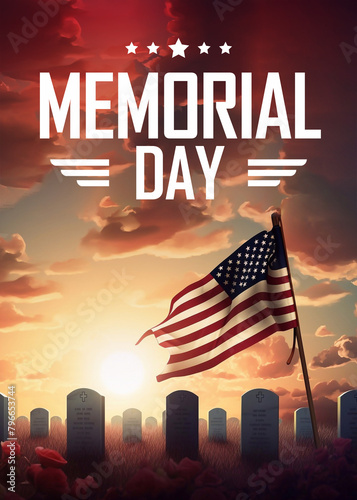 Happy memorial day theme background. American flag for Memorial Day, 4th of July