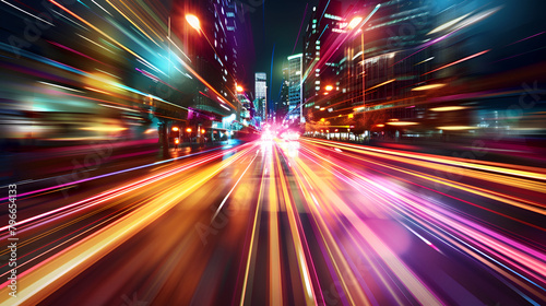 Complex Digital data flow motion. Computer information,dynamic and abstract long exposure effect,Abstract motion blur light tail background,Abstract Background of Big city night traffic defocused 