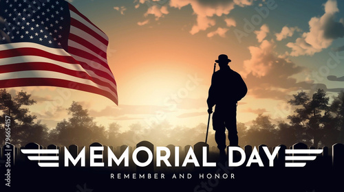 Happy memorial day theme background. American flag for Memorial Day, 4th of July © Darwin Vectorian