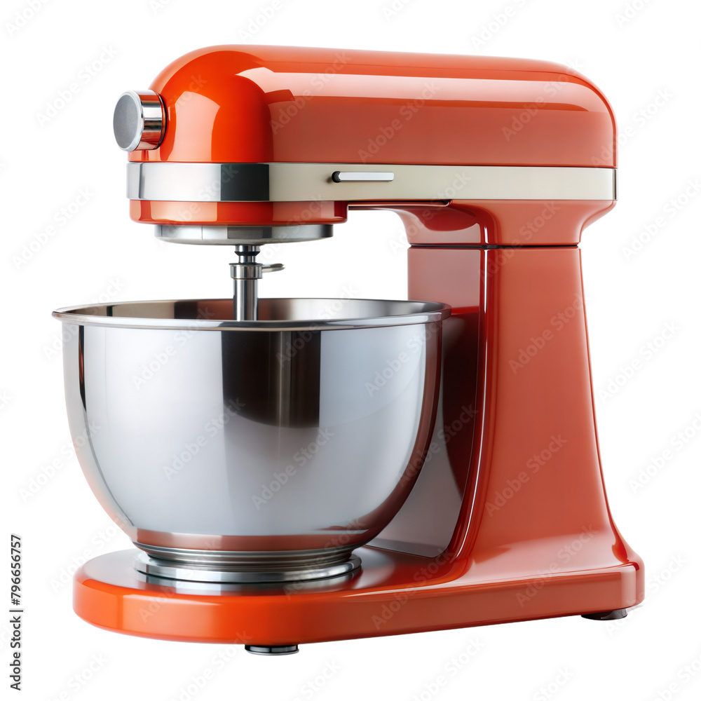 Modern orange stand mixer on a transparent background Modern orange stand mixer on a transparent background