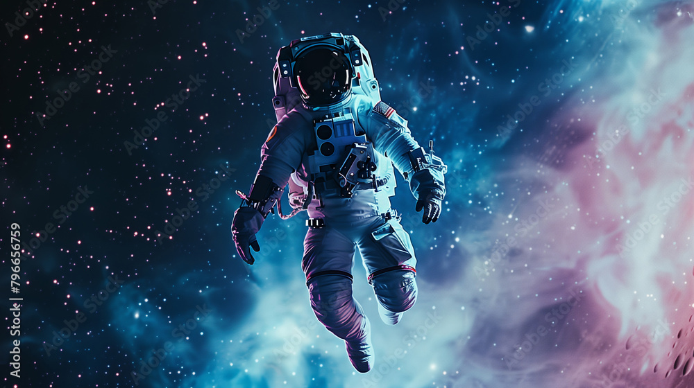 Astronaut in outer space over the planet Earth. Astronaut in outer space over the planet Earth.
