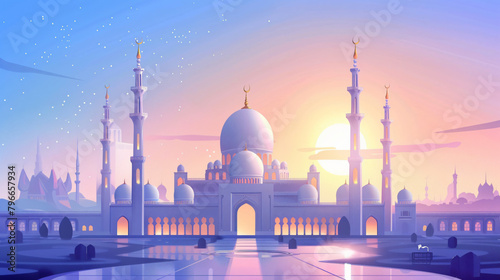 Illustration of the beautiful shiny mosque photo