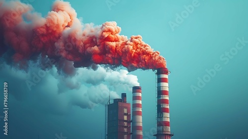 An industrial smokestack emitting thick plumes of dark smoke into the atmosphere, highlighting the impact of fossil fuel emissions on air quality and the climate