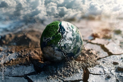 Contrasting Earth Imagery  Cracked vs Lush Landscapes Depicting Climate Change Consequences. Concept Contrasting Earth Imagery  Climate Change  Cracked Landscapes  Lush Landscapes