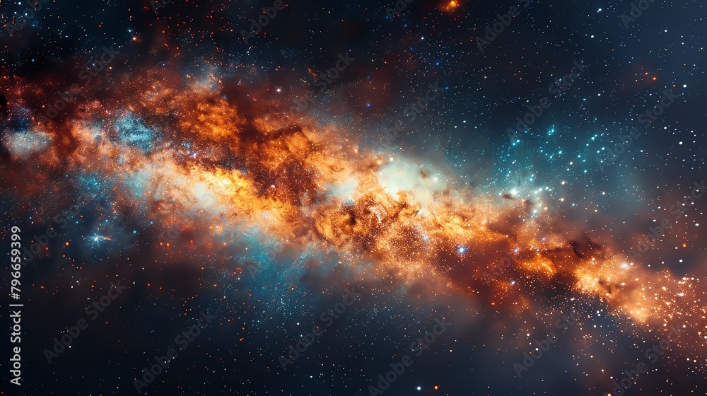 Use colors and textures to illustrate the ethereal glow of the Milky Way galaxy