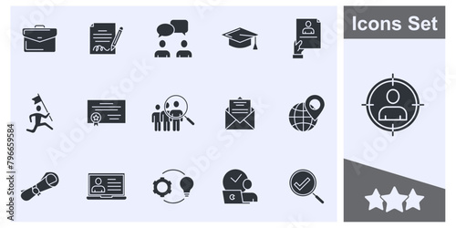 head hunting icon set symbol collection, logo isolated vector illustration