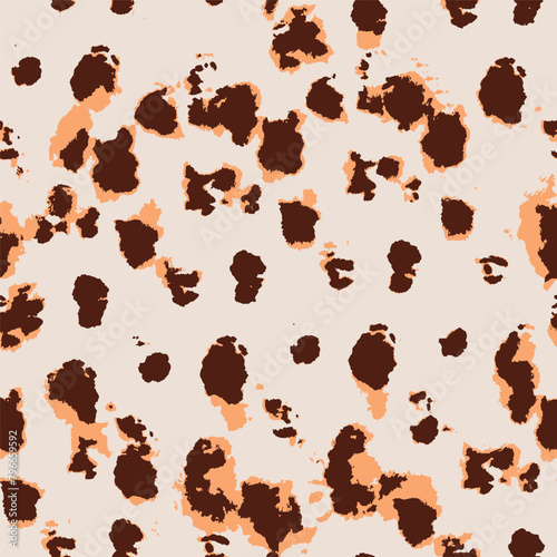 Vector Animal Leather Textile. Cheetah Dots Watercolor Seamless. Savannah Texture. Brown Summer Leopard Spots. Animal Skin Repeat Pattern. African Modern Paint. Watercolor Tie Dye Fabric.