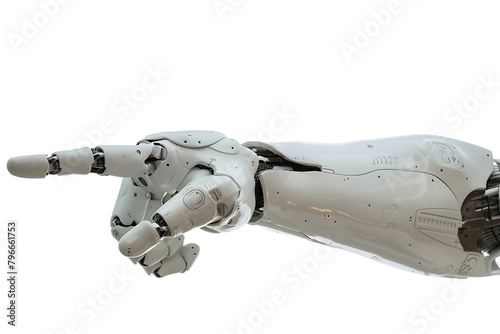 White finger cyborg robotic on transparent background.