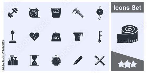 Measuring, measure icon set symbol collection, logo isolated vector illustration