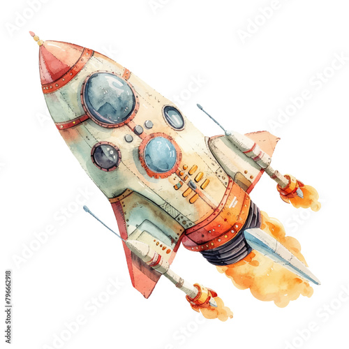 space ship vector illustration in watercolor style