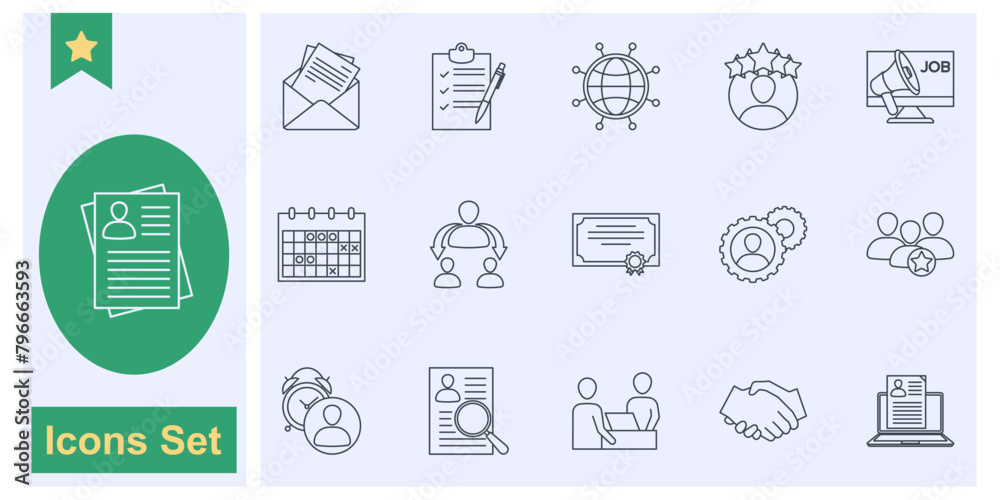 recruitment icon set symbol collection, logo isolated vector illustration