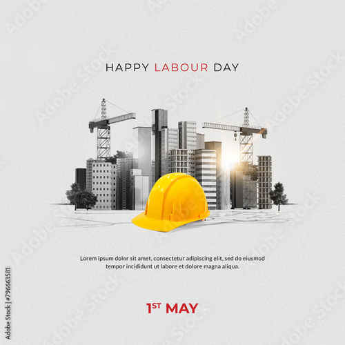 Happy Labour Day or international workers day 3d illustration. Labor day and may day celebration design.