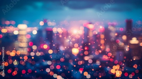 Cityscape at night  panoramic view of sparkling lights stretching to the distant horizon photo